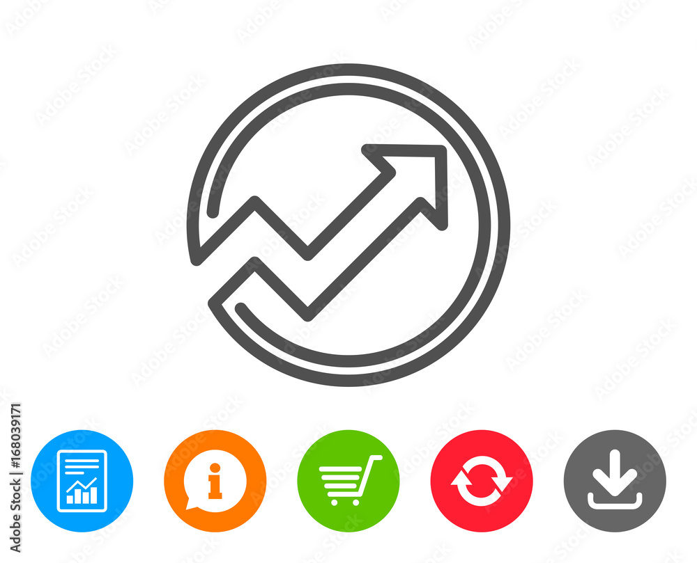 Chart line icon. Report graph in circle sign. Chart line icon. Report graph in circle sign.