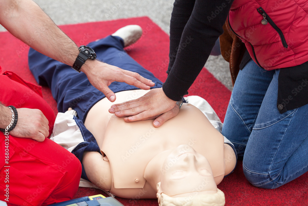 Obraz premium First aid training. CPR.