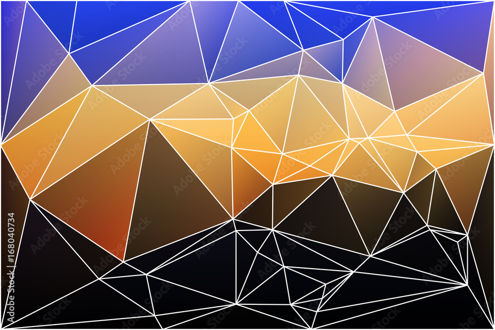 Fototapeta premium Blue yellow orange black geometric background with mesh.