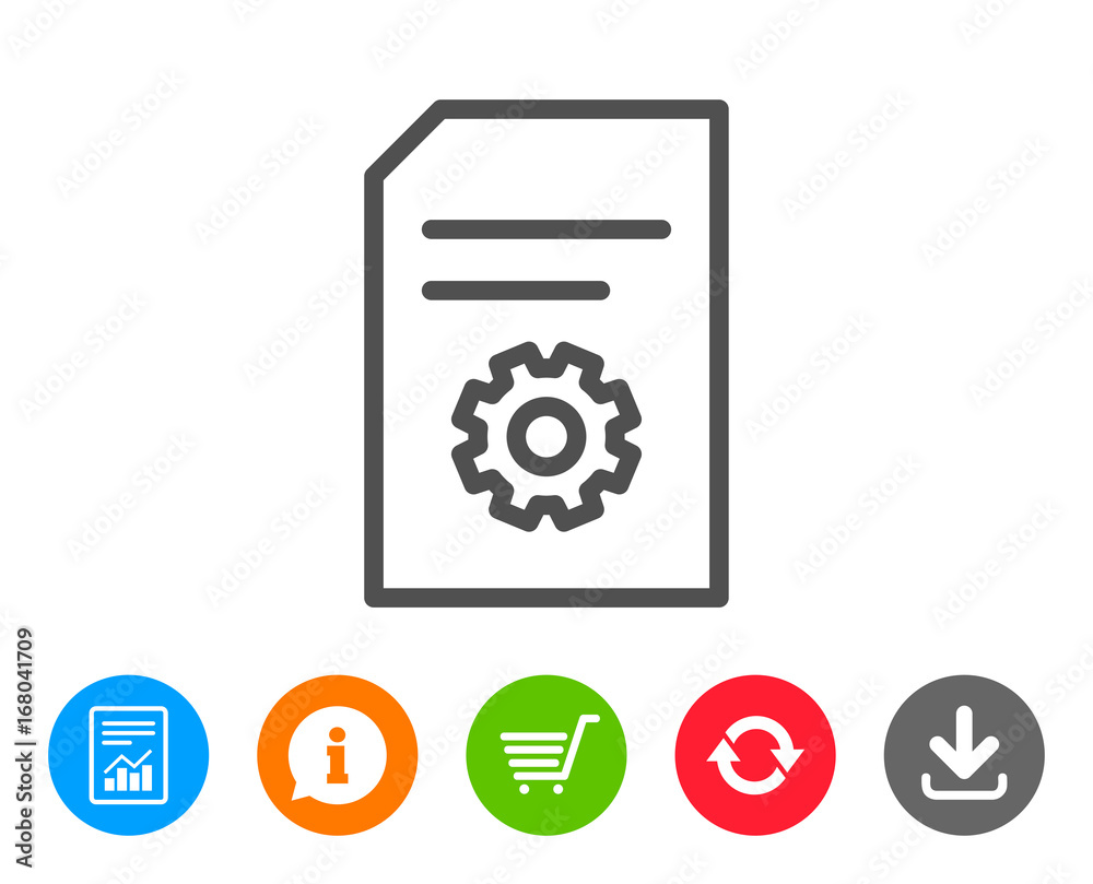 Document Management icon. File with Cogwheel. Document Management icon. File with Cogwheel.