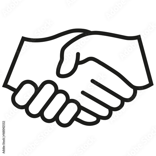 Business handshake, contract agreement icon flat. Black vector symbol on white background
