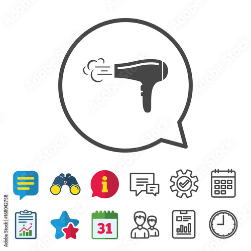 Hairdryer sign icon. Hair drying symbol.