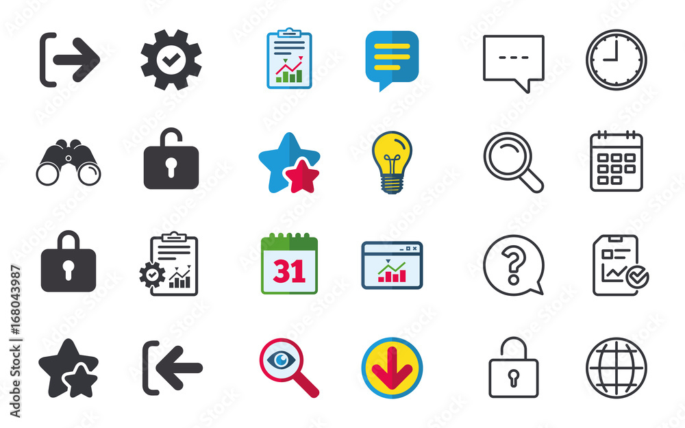 Login and Logout icons. Sign in icon. Locker.