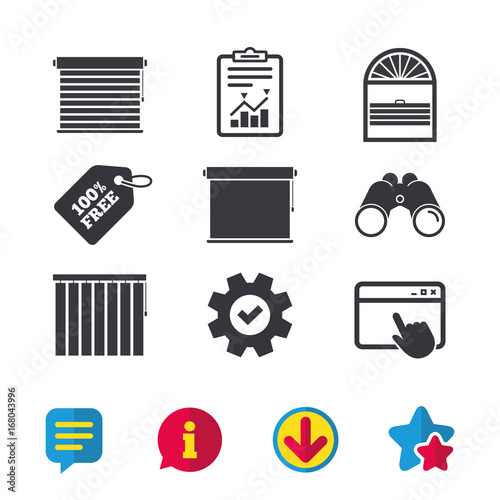 Louvers icons. Plisse, vertical and rolls.