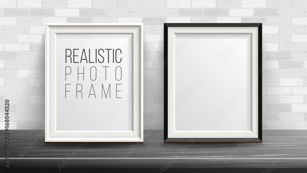 3d Photo Frame Set Vector. Good For Your Presentations. Brick Wall Background. Interior Background Illustration. 3d Photo Frame Set Vector. Good For Your Presentations. Brick Wall Background. Interior Background Illustration.