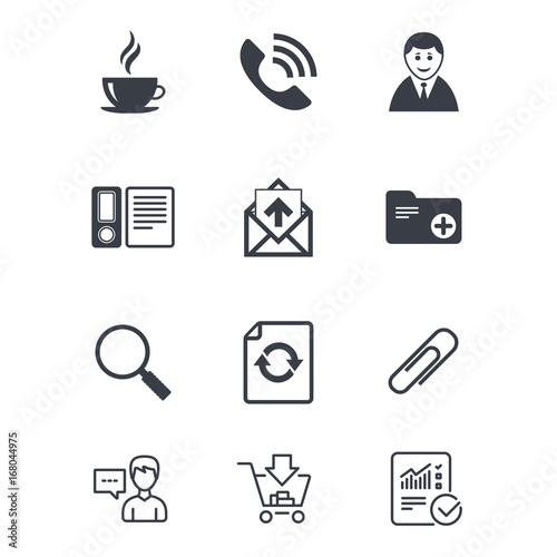 Office, documents and business icons.