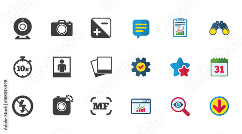 Photo, video icons. Camera, photos and frame.