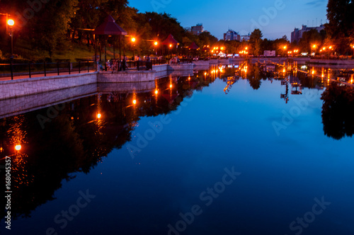 Russia, Khabarovsk, July 22: urban ponds in the evening