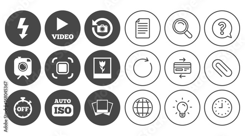Photo, video icons. Camera, photos and frame.