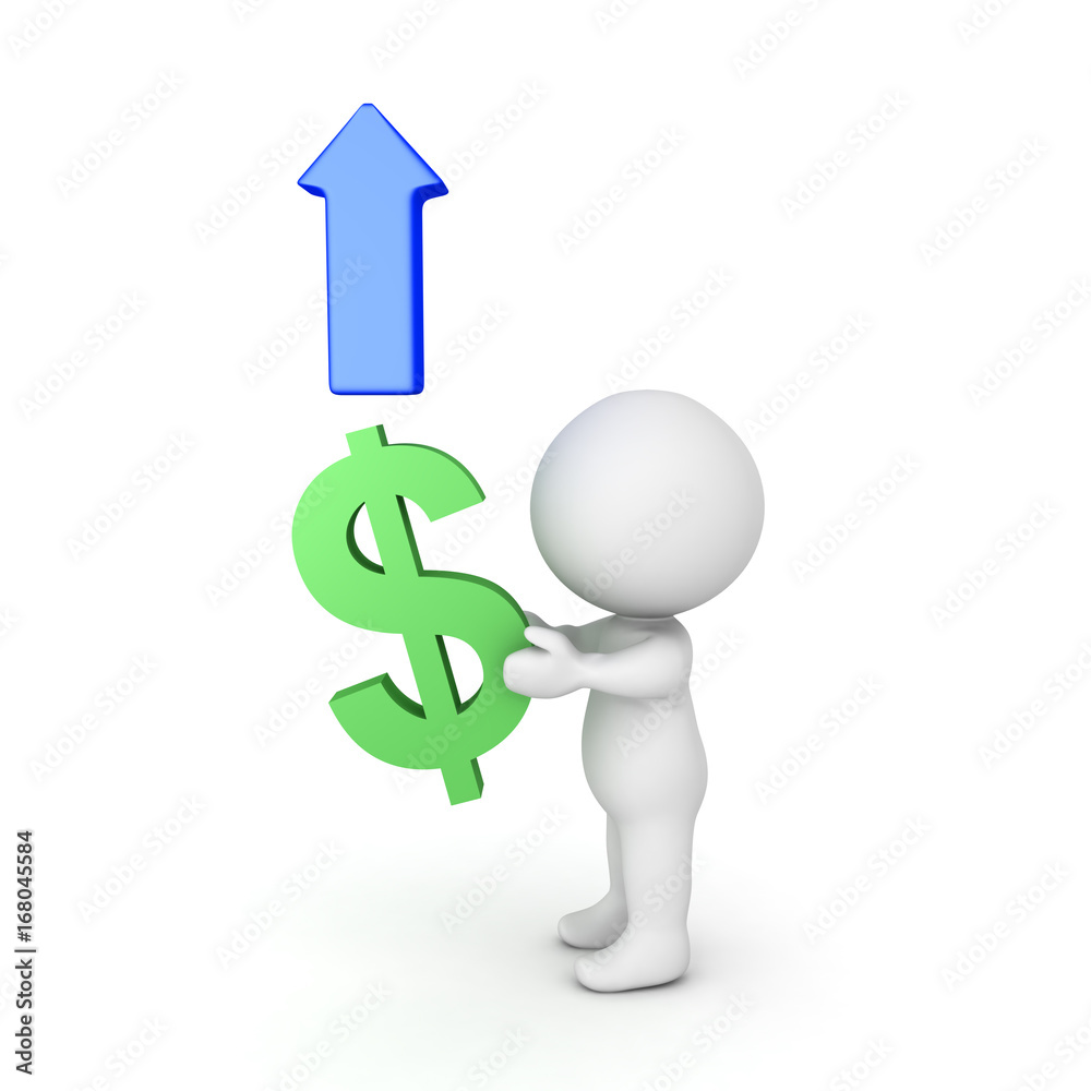 3D illustration depicting the growth in value of the american dollar 3D illustration depicting the growth in value of the american dollar