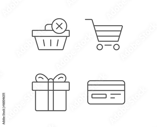 Shopping cart, Credit card and Gift box icons.