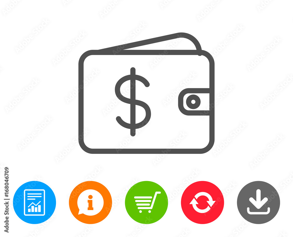 Shopping Wallet line icon. Dollar sign. Shopping Wallet line icon. Dollar sign.