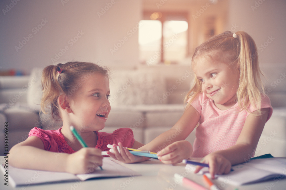 Cute little girls drawing.