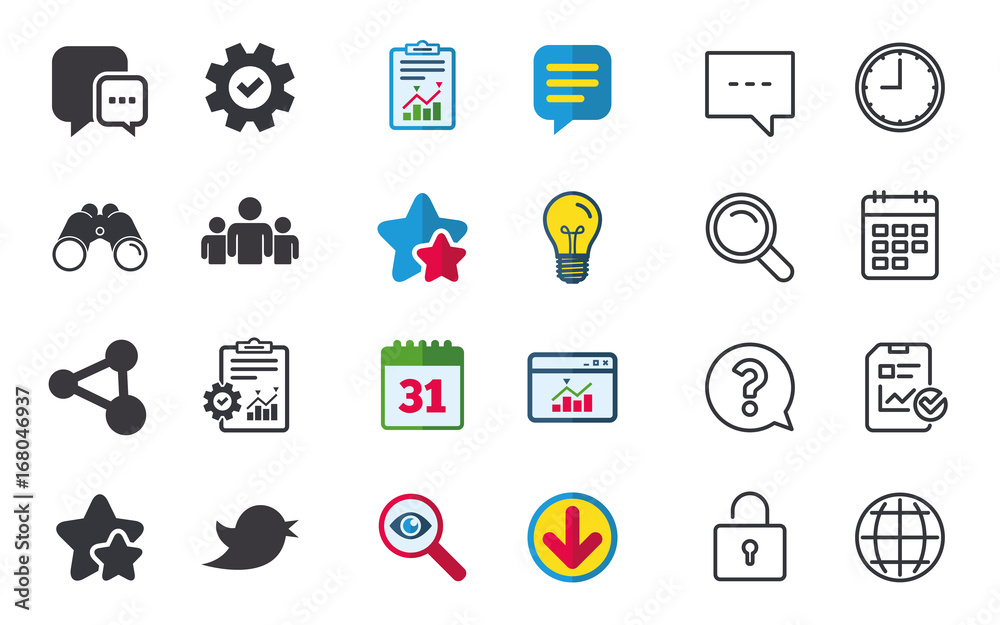 Fototapeta premium Social media icons. Chat speech bubble and Bird.