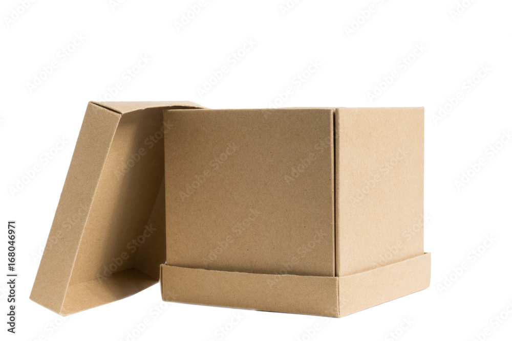Brown paper box Covered on white Brown paper box Covered on white