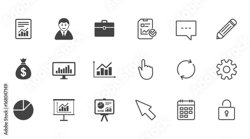 Statistics, accounting icons. Charts signs.
