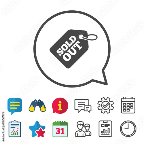 Sold out tag icon. Shopping message sign.