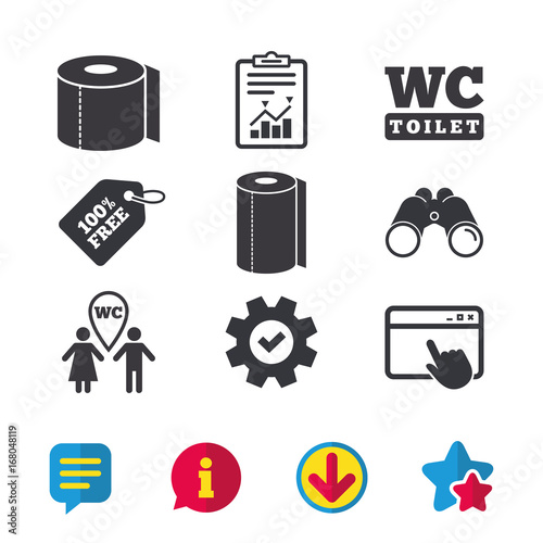 Toilet paper icons. Gents and ladies room.