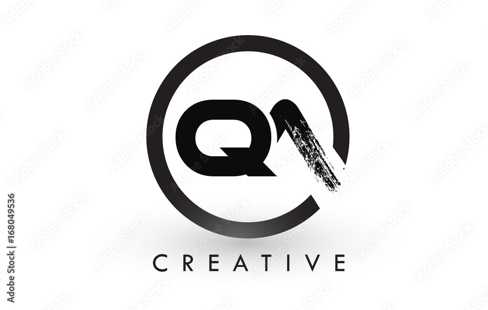 QA Brush Letter Logo Design. Creative Brushed Letters Icon Logo.