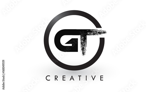 GT Brush Letter Logo Design. Creative Brushed Letters Icon Logo.
