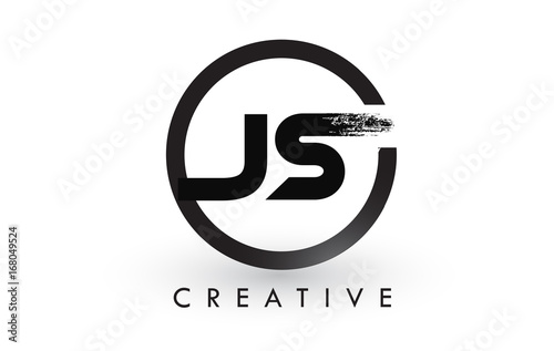 JS Brush Letter Logo Design. Creative Brushed Letters Icon Logo.