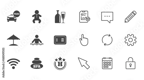 Hotel, apartment service icons. Swimming pool.