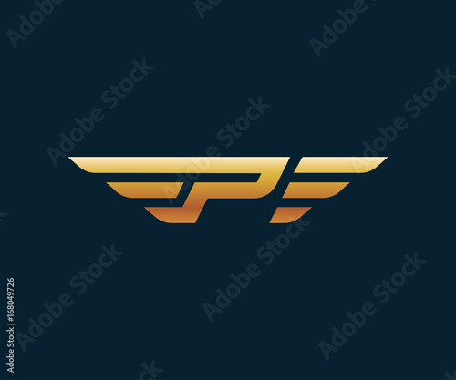 letter P wing logo design concept template