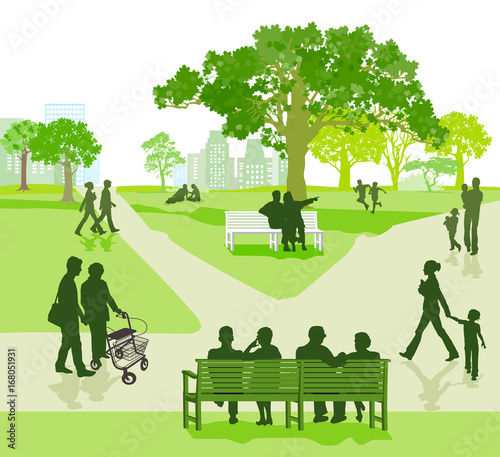 Generation beisammen im Park, illustration