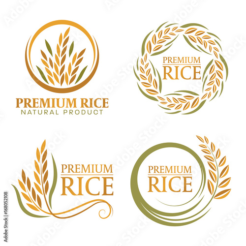 wreath paddy premium rice natural product banner sign vector design