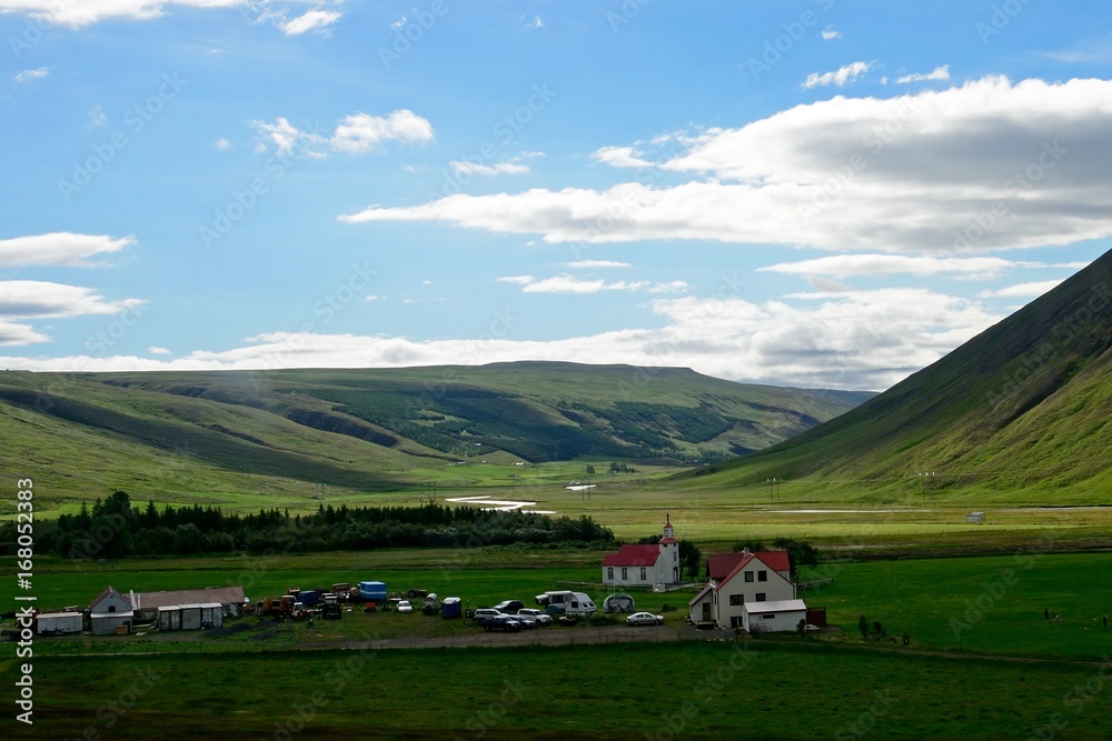 Countryside town scene in Iceland