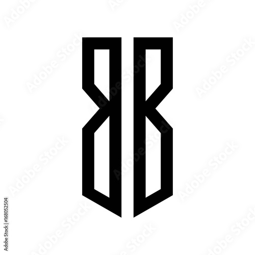 initial letters logo bb black monogram pentagon shield shape