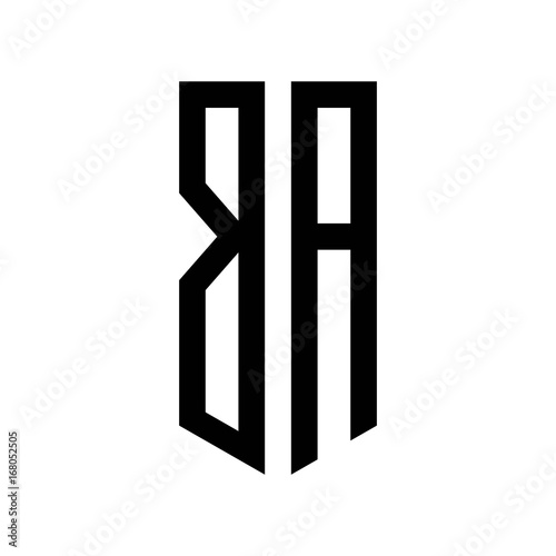 initial letters logo ba black monogram pentagon shield shape
