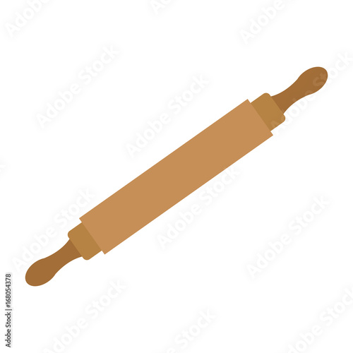 wooden rolling pin icon kitchen tool for bakery vector illustration