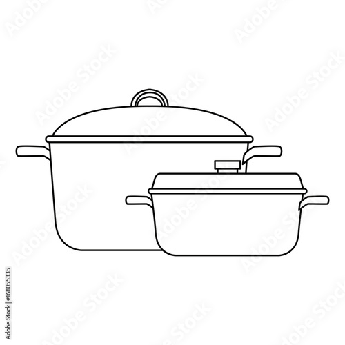 two saucepans with handle kitchen equipment vector illustration