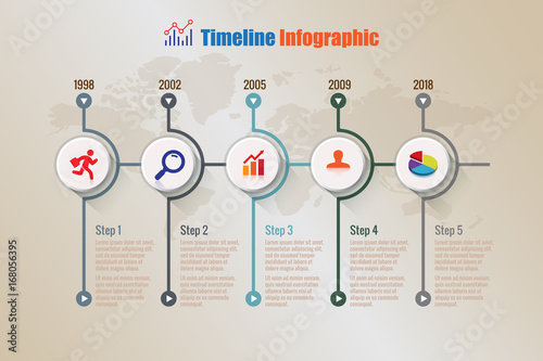 Modern business timeline infographic designed for abstract background template element modern diagram web pages technology digital marketing road map data presentation chart. Vector illustration
