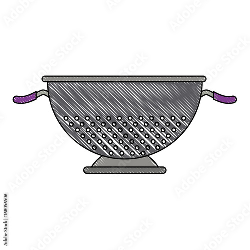 metal kitchen strainer cooking element icon vector illustration