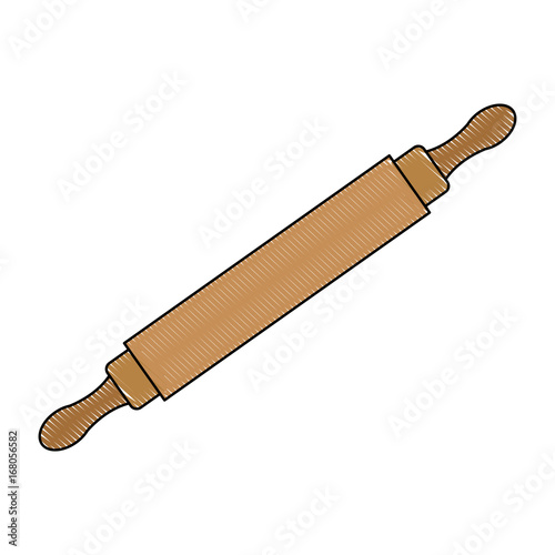 wooden rolling pin icon kitchen tool for bakery vector illustration