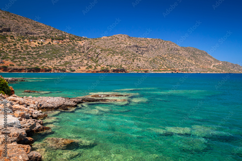 Turquise water of Mirabello bay on Crete, Greece