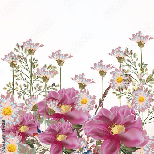 Background with flowers in pink