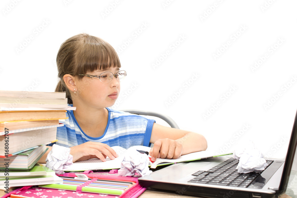 teenager with books on a white background, teenager with books on a white background,