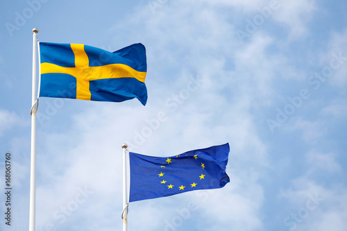 Sweden and Eu flags