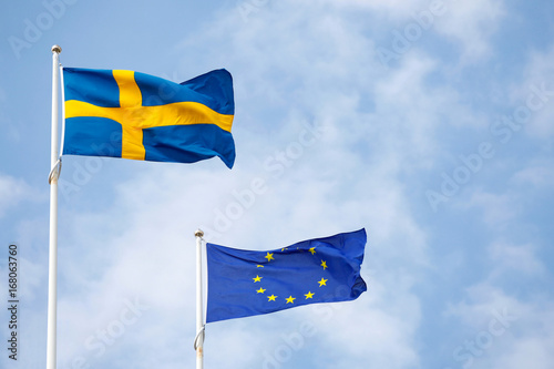 Sweden and Eu flags