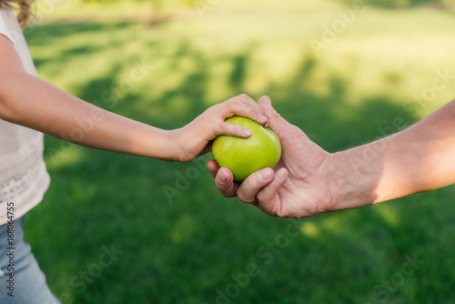 family holding apple