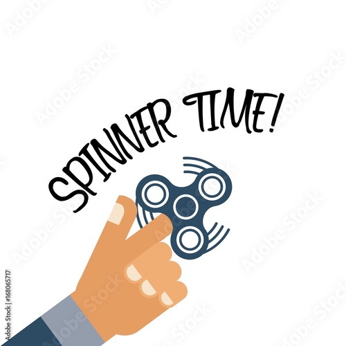 Spinner time! background with flat hand holding spinner
