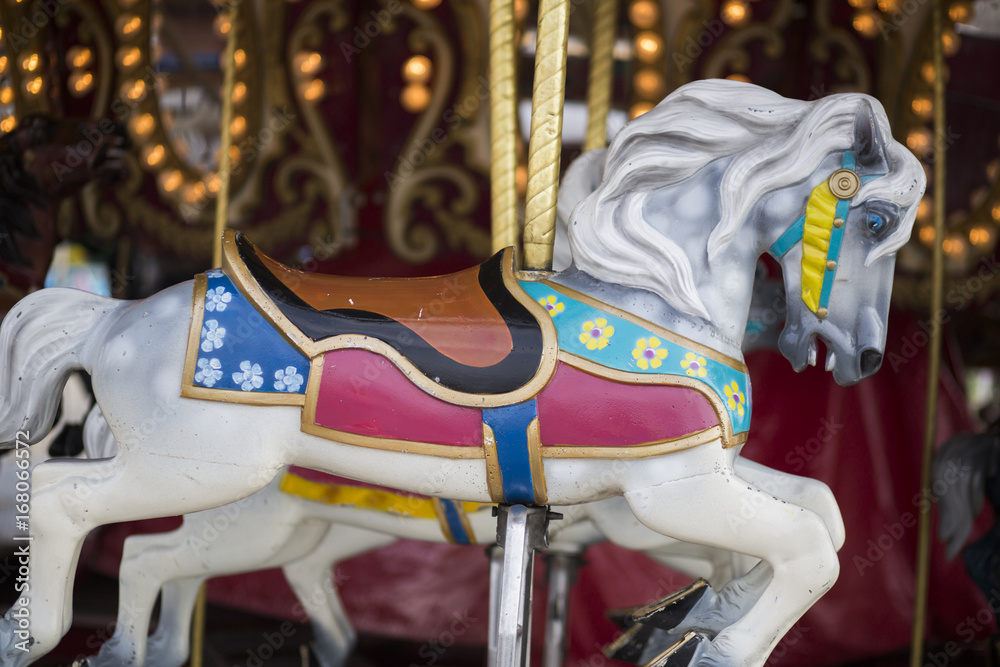 Horses on Merry Go Round in midway at the Indiana State Fair Horses on Merry Go Round in midway at the Indiana State Fair