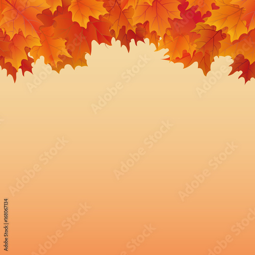 Autumn background with fall leaves on gradient