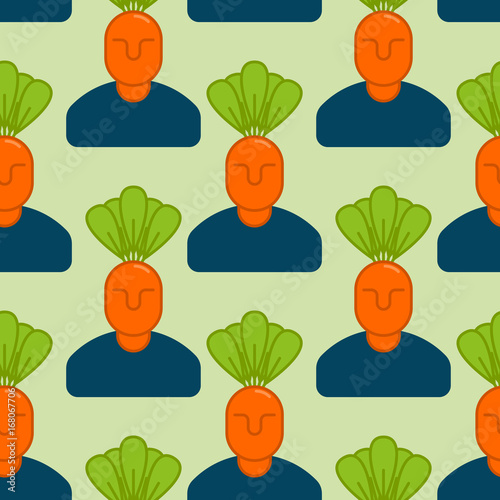 Office vegetables garden seamless pattern. Manager of carrots. Vegetable Department at office background