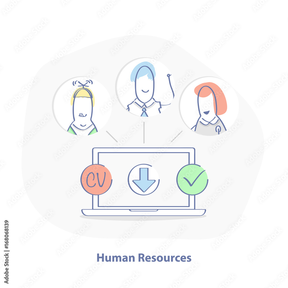 Human resources vector concept, recruitment process, HR management, career.