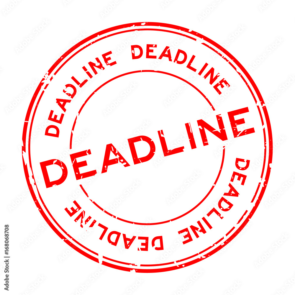 Grunge red deadline round rubber seal stamp on white background Grunge red deadline round rubber seal stamp on white background