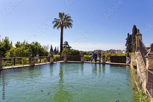 The famous Alcazar de los Reyes Cristianos with beautiful garden in Cordoba